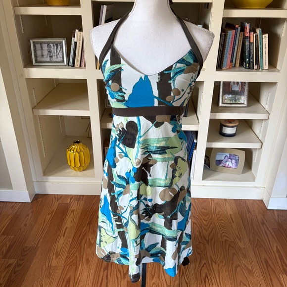 Dresses & Skirts - Patagonia Iliana Halter Dress Boho Floral Blue Green Empire Waist Medium Outdoor